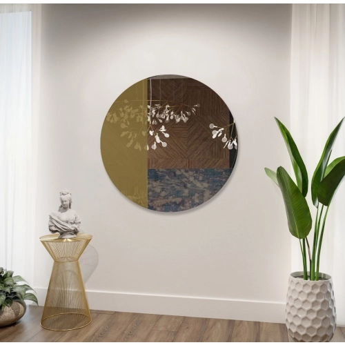 Okrągłe lustro dekoracyjne kolorowa tafla - brązowa i postarzana - TOMI